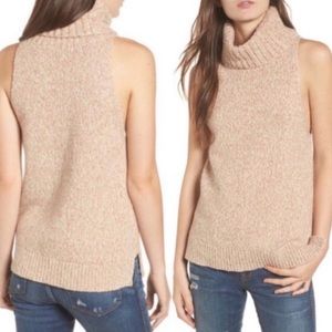 NWT Madewell Turtleneck Cutaway Sweater Vest Marled Apricot and Cream